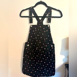 Girl's Floral Denim Overall Dress